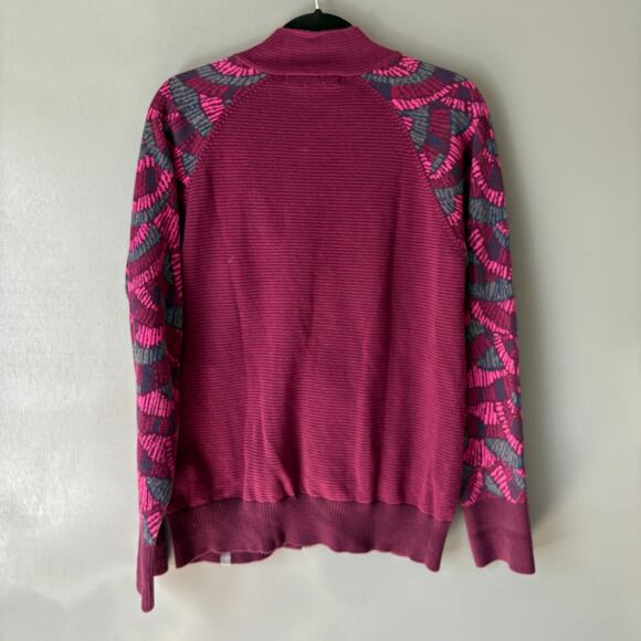 TITLE NINE Women's Medium Cranberry Zip Knit Cotton Blend Soft Gorpcore Outdoors - Picture 10 of 15